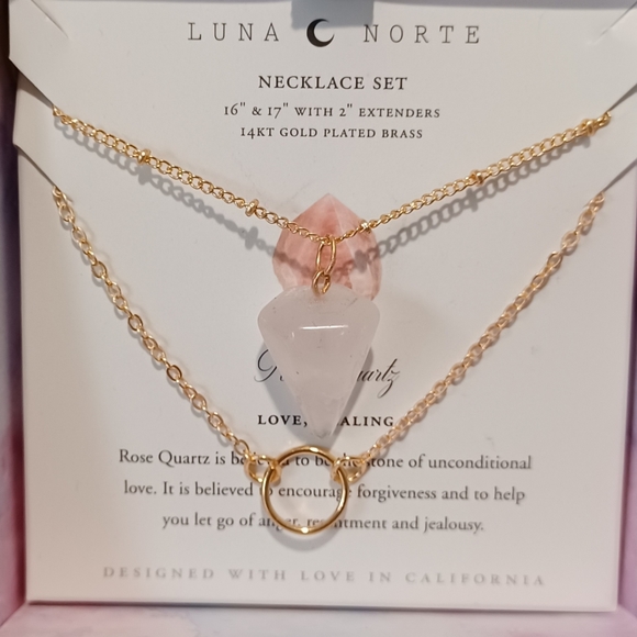 2 pc Luna Norte 14KT Gold Plated over Brass Necklaces with genuine gemstones - Picture 3 of 9